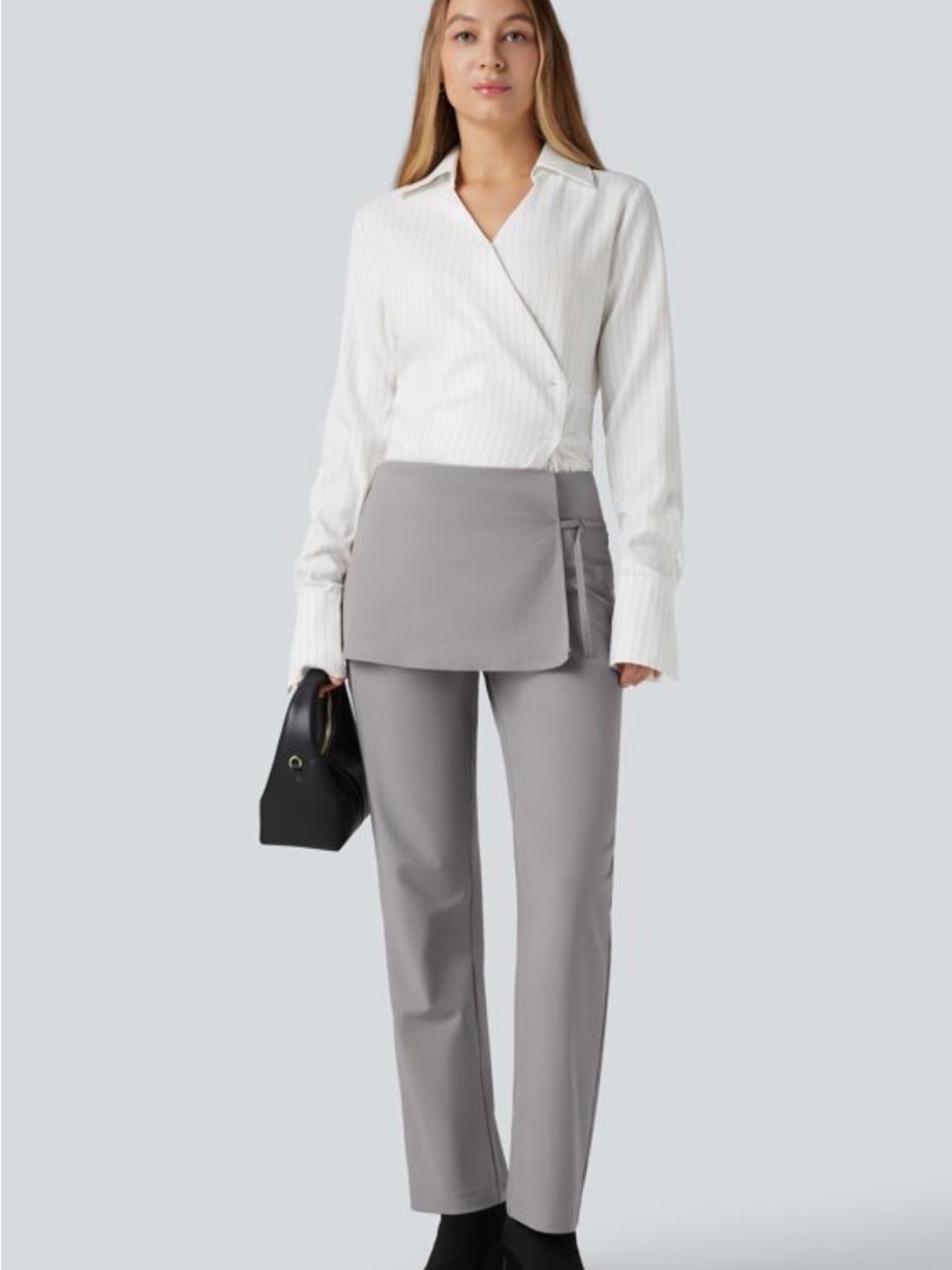 Halara Flex™ Mid Rise Straight Leg Work Skirted Pants with Pockets